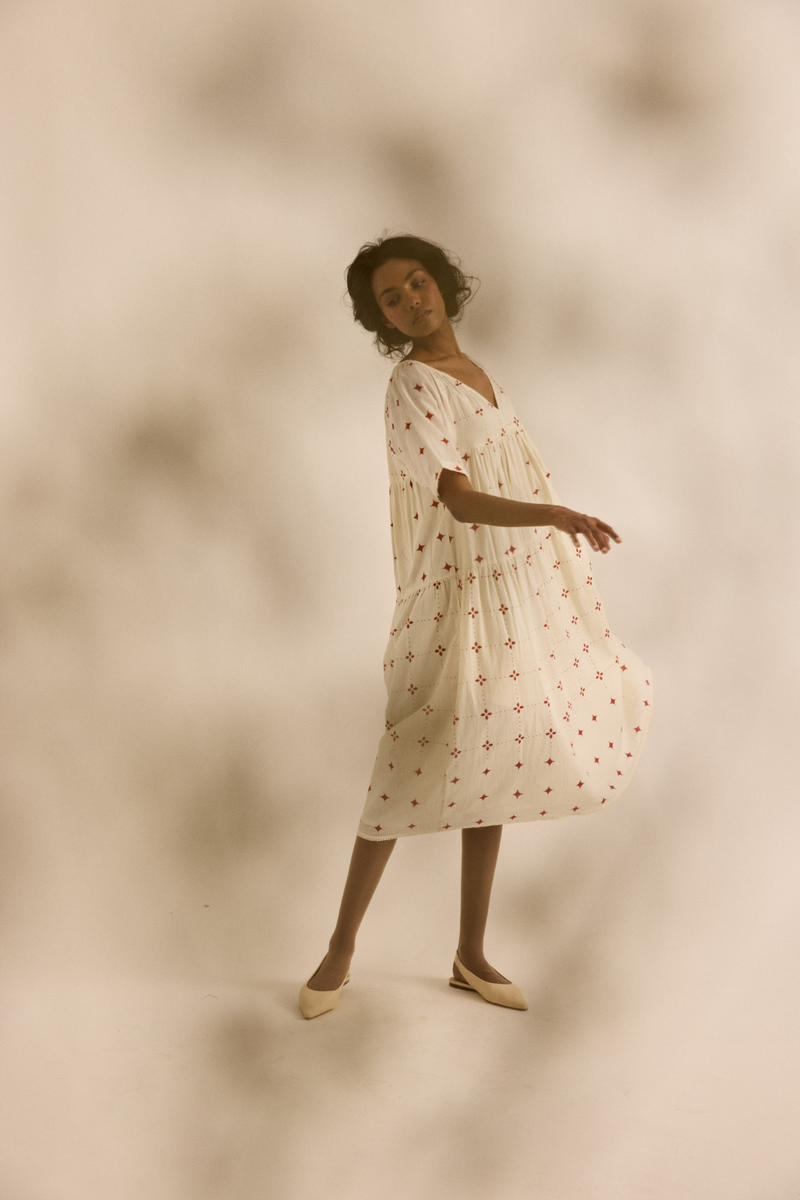 Starveil Dress mul dress by Khara Kapas in off-white for women in Singapore