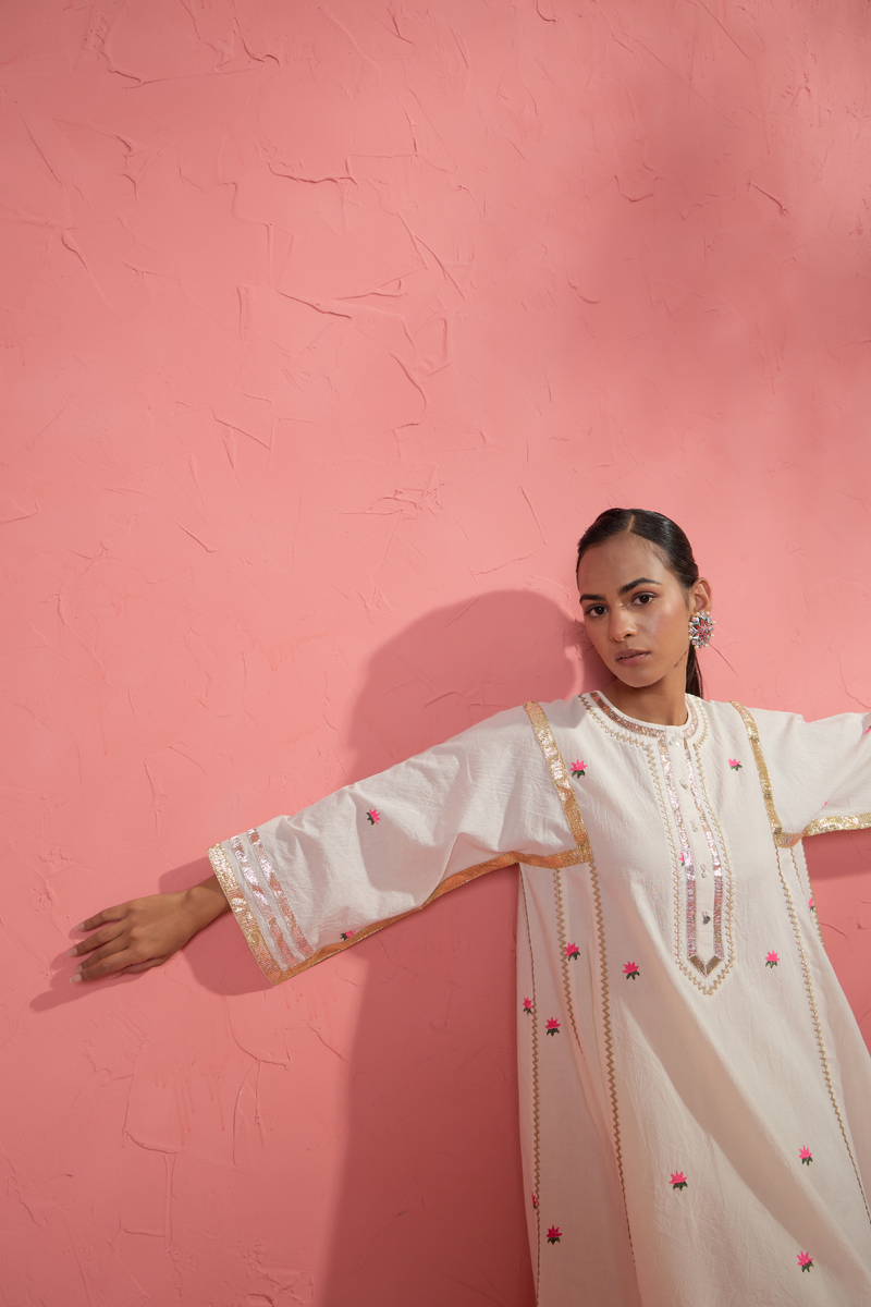 Lotus Blush Set cotton cambric light kurta set by AAVIDI in multicolor for women in Singapore
