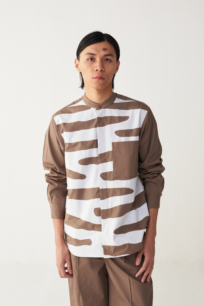 ABSTRACT APPLIQUÉ SHIRT poplin by THREE Men for men in Singapore