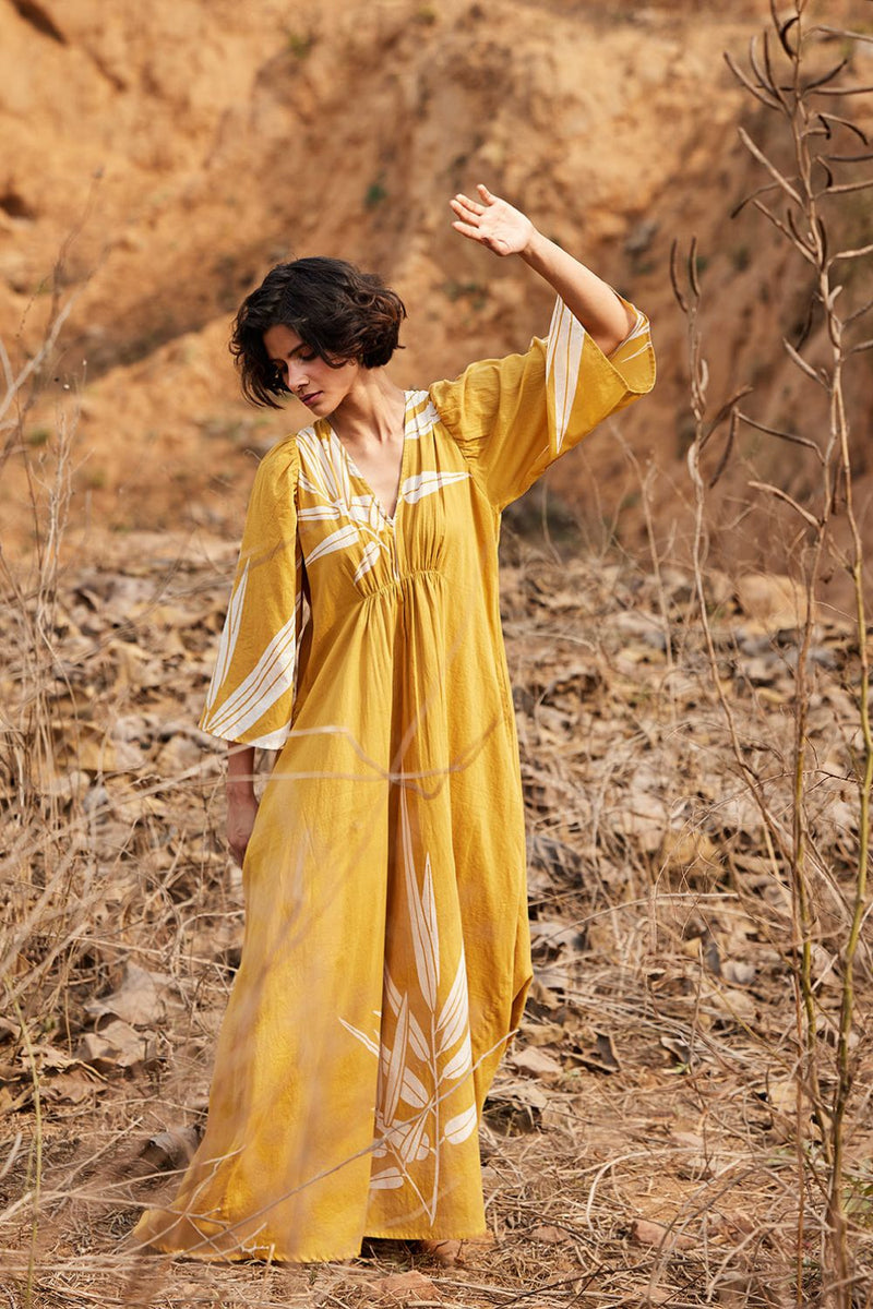 Sahara Dress cotton by Khara Kapas in yellow for women in Singapore