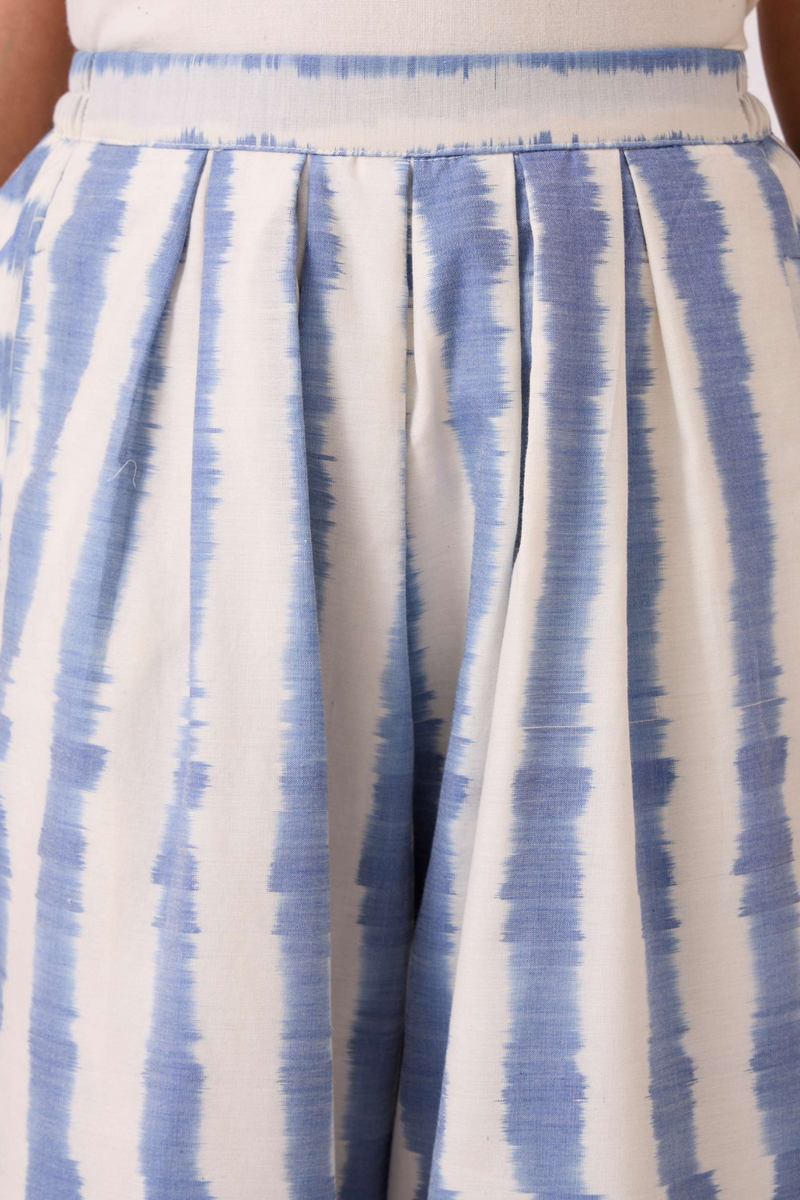 Ivan Blue Striped Ikat Pants cotton by The Summer House in blue color for women in Singapore