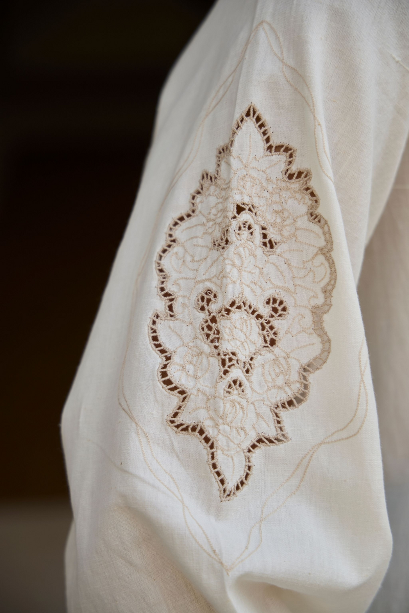 Yeji Handwoven Embroidered Shirt cotton by The Summer House in white color for women in Singapore
