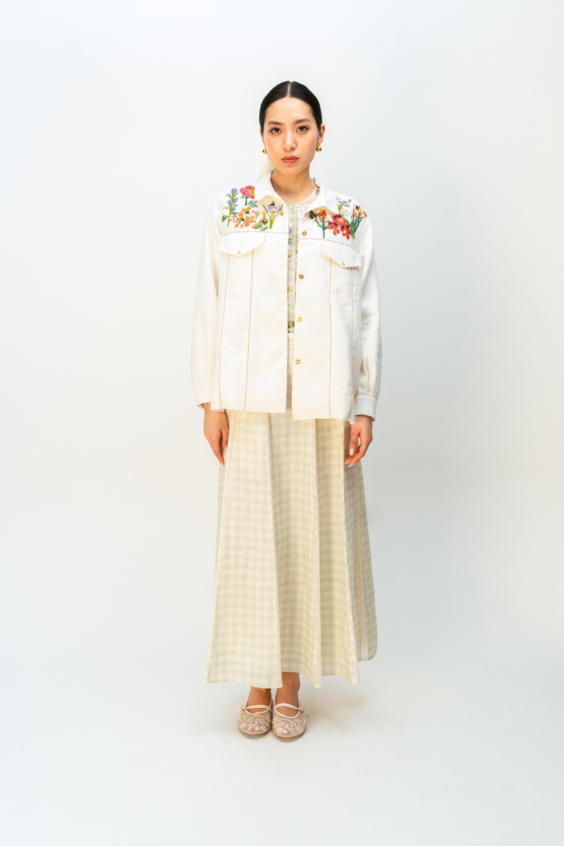 LUSH MEMORY JACKET linen jacket/overlay by Ode to Odd in off white for women in Singapore
