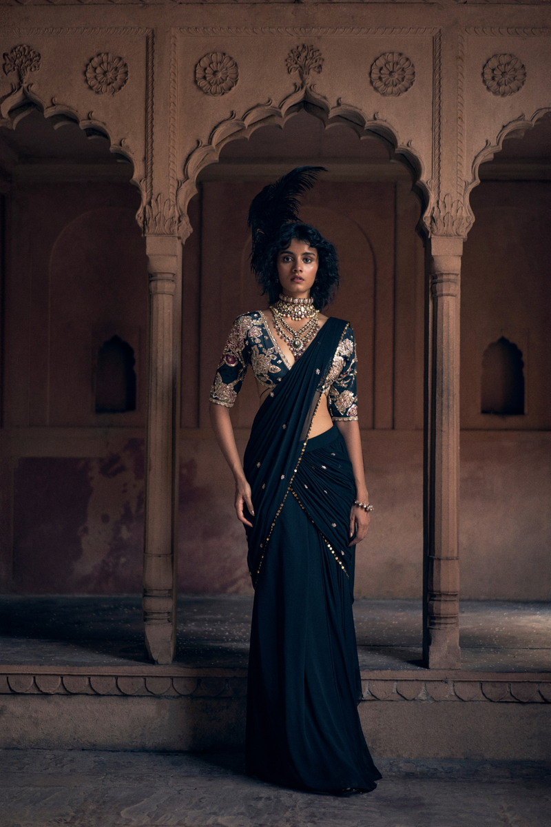 PH-2497
Blouse 
Saree 
Belt Set by Paulmi & Harsh for women in Singapore