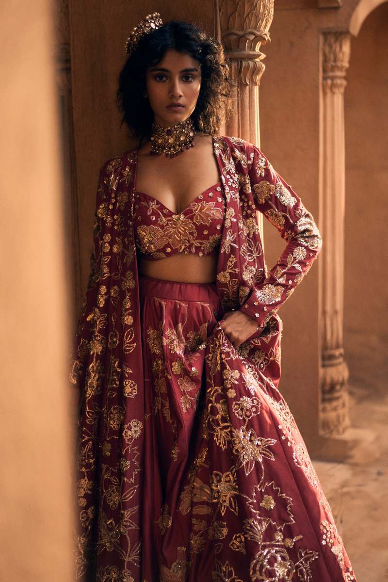 PH-2479 
Lehenga 
Blouse 
Jacket / Dupatta Set by Paulmi & Harsh for women in Singapore