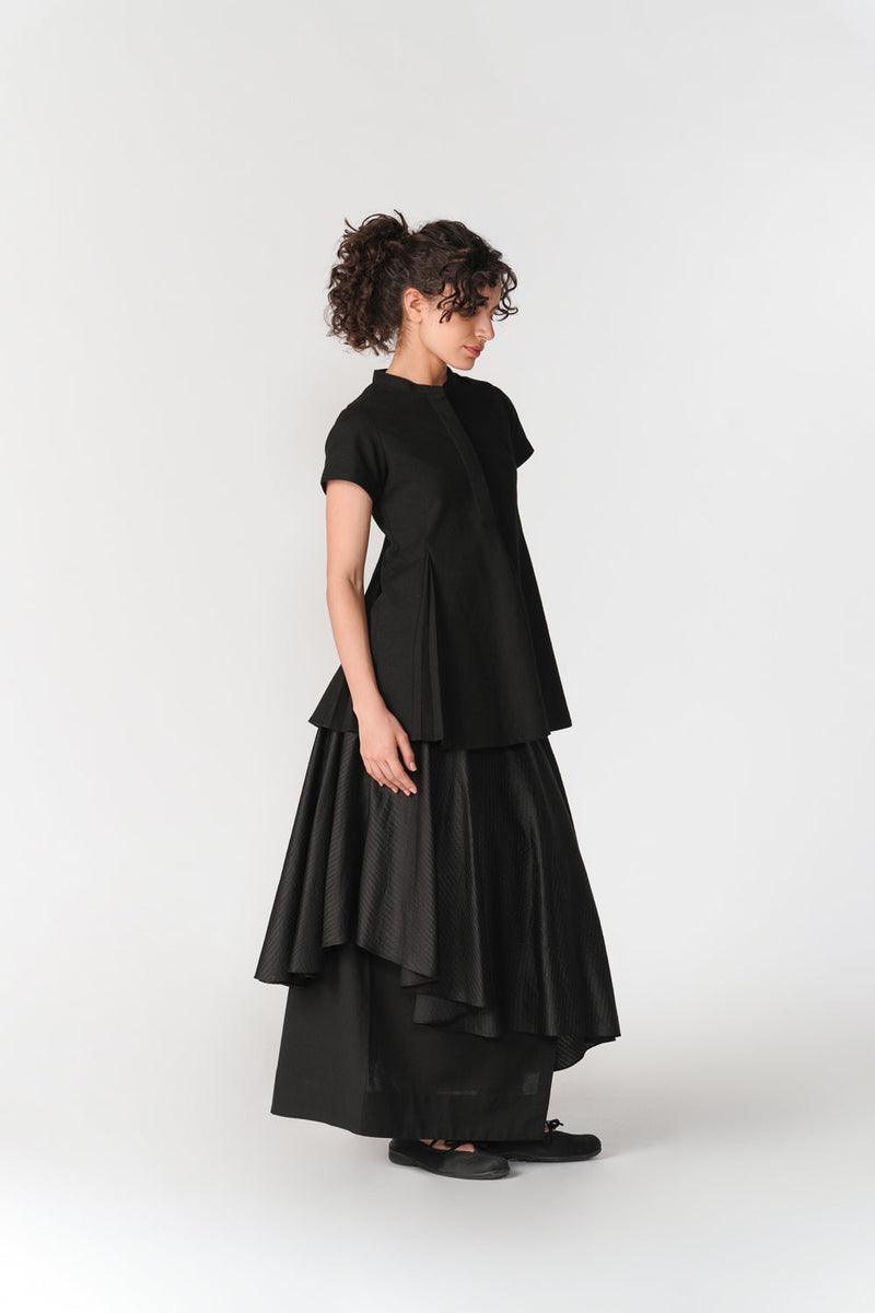 Godet Top top/shirt by Turn Black in black for women in Singapore