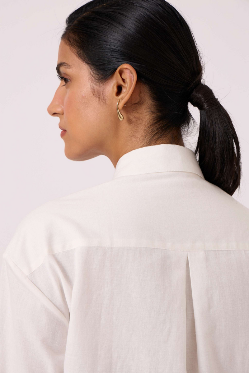 Kerouac Handwoven Embroidered Shirt cotton by The Summer House in white color for women in Singapore