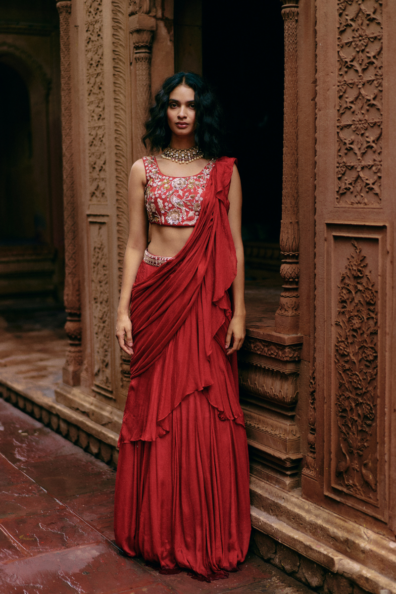 PH-2476 Saree Blouse Belt Set by Paulmi & Harsh for women in Singapore