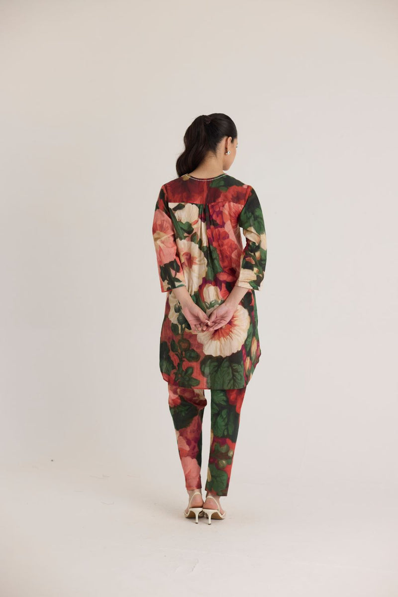 SCARLETT SHORT KURTA SET cotton by Yam in multi color for women in Singapore
