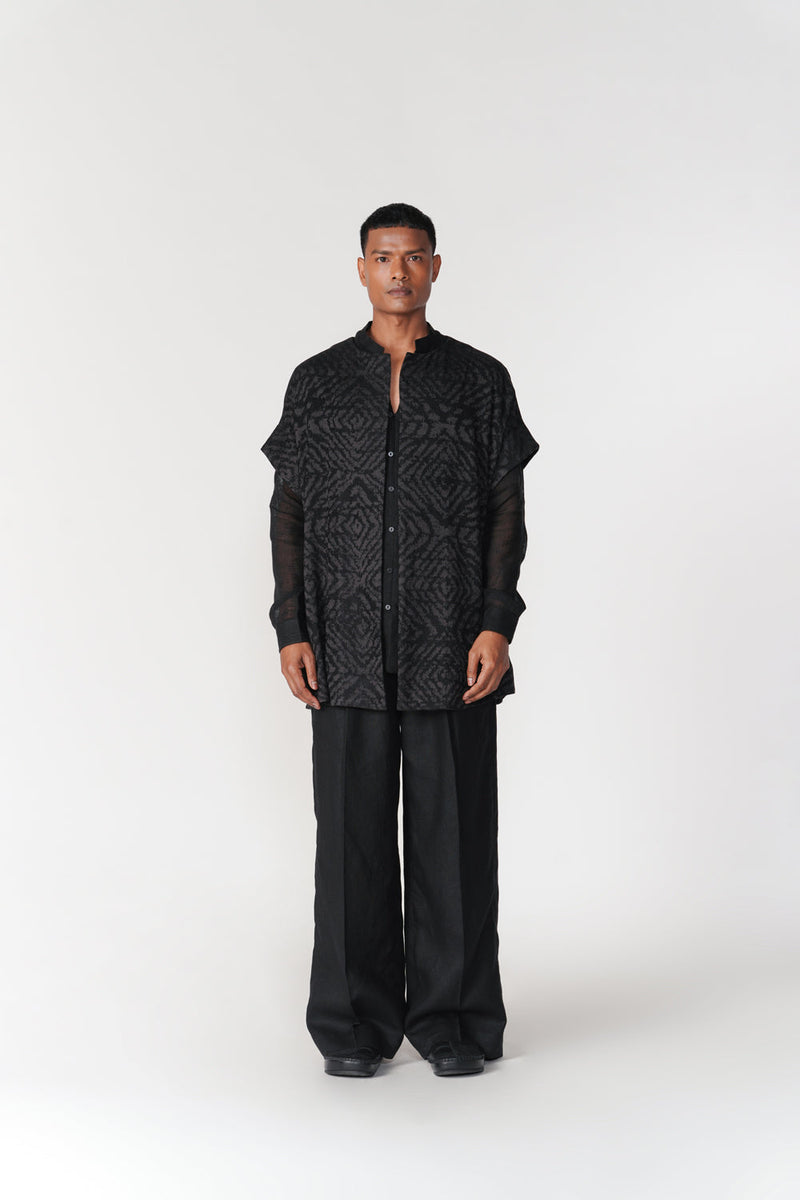 Short Drop Shoulder Overlay jacket/overlay by Turn Black in black for women in Singapore