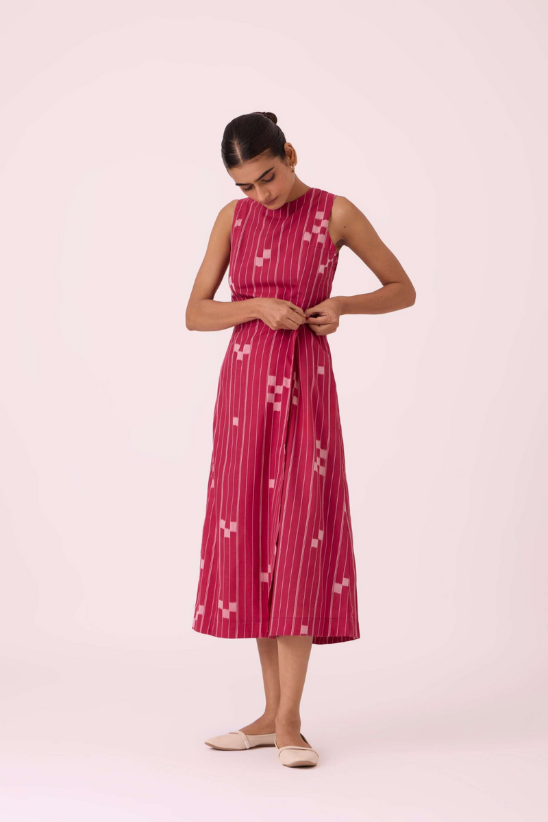 Katerina Rhubarb Ikat Dress cotton by The Summer House for women in Singapore