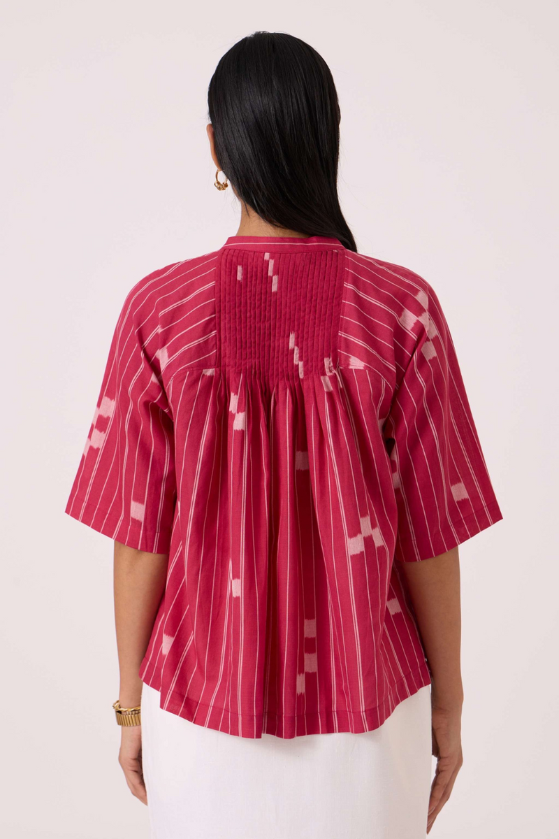 Dorian Rhubarb Ikat Top cotton by The Summer House for women in Singapore