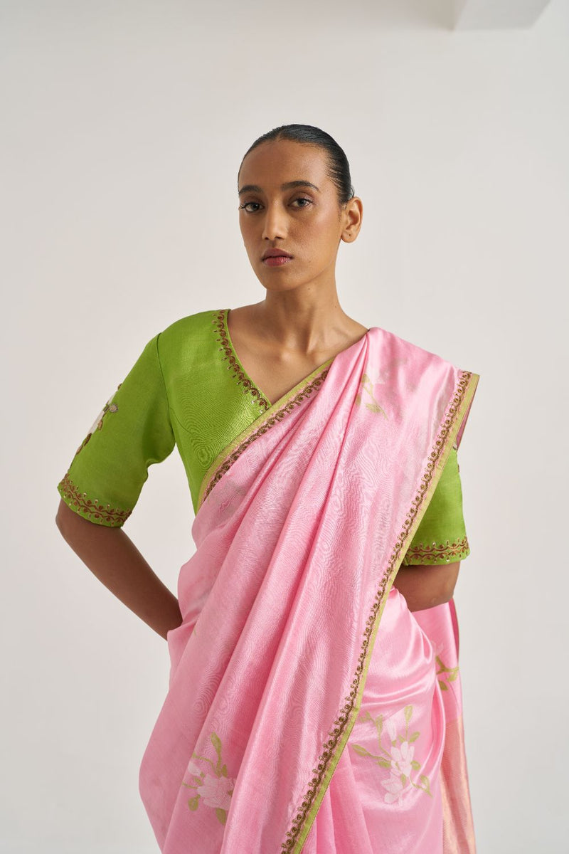 Eesha Sari silk by Suparna Som in pink color for women in Singapore