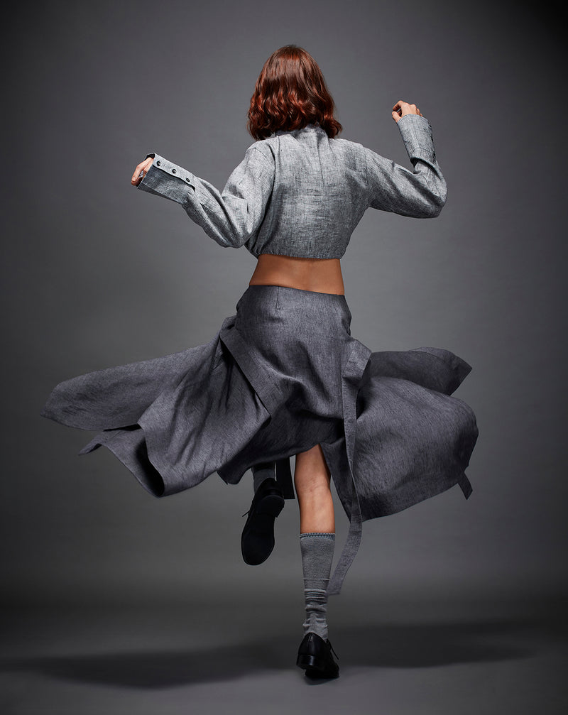 AYLA SKIRT linen by Chola in grey color for women in Singapore
