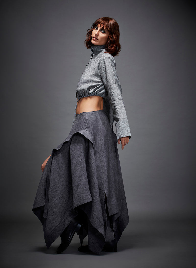 AYLA SKIRT linen by Chola in grey color for women in Singapore