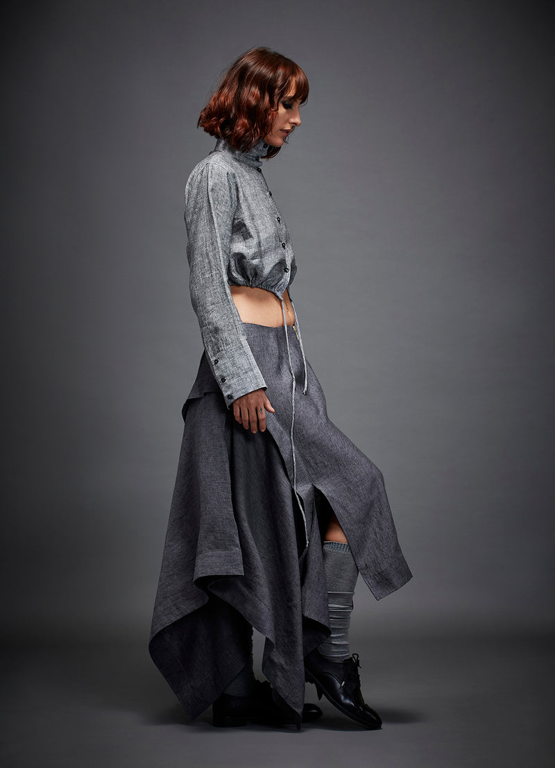 AYLA SKIRT linen by Chola in grey color for women in Singapore