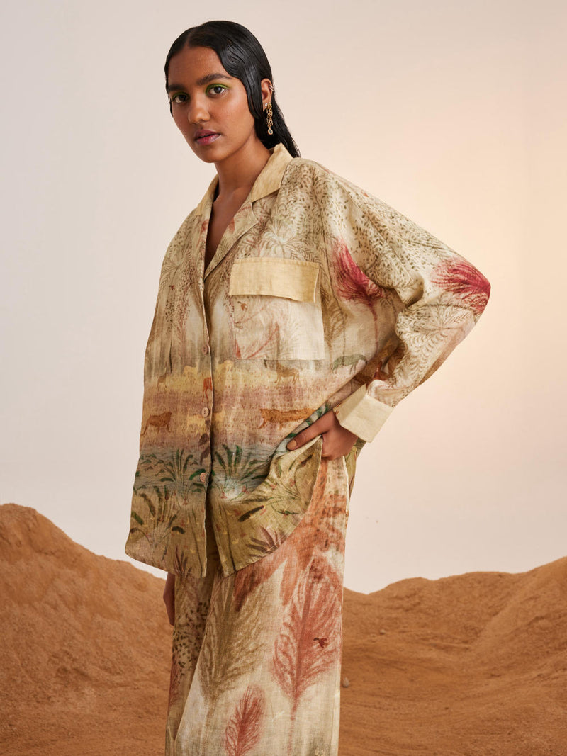 Lounge Set-Woods linen Co-ord Set by CORD for women in Singapore