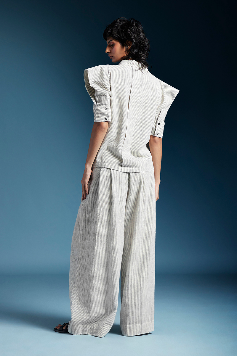 Phoenix Shirt-Bw Hairline Stripes cotton by Chola for women in Singapore