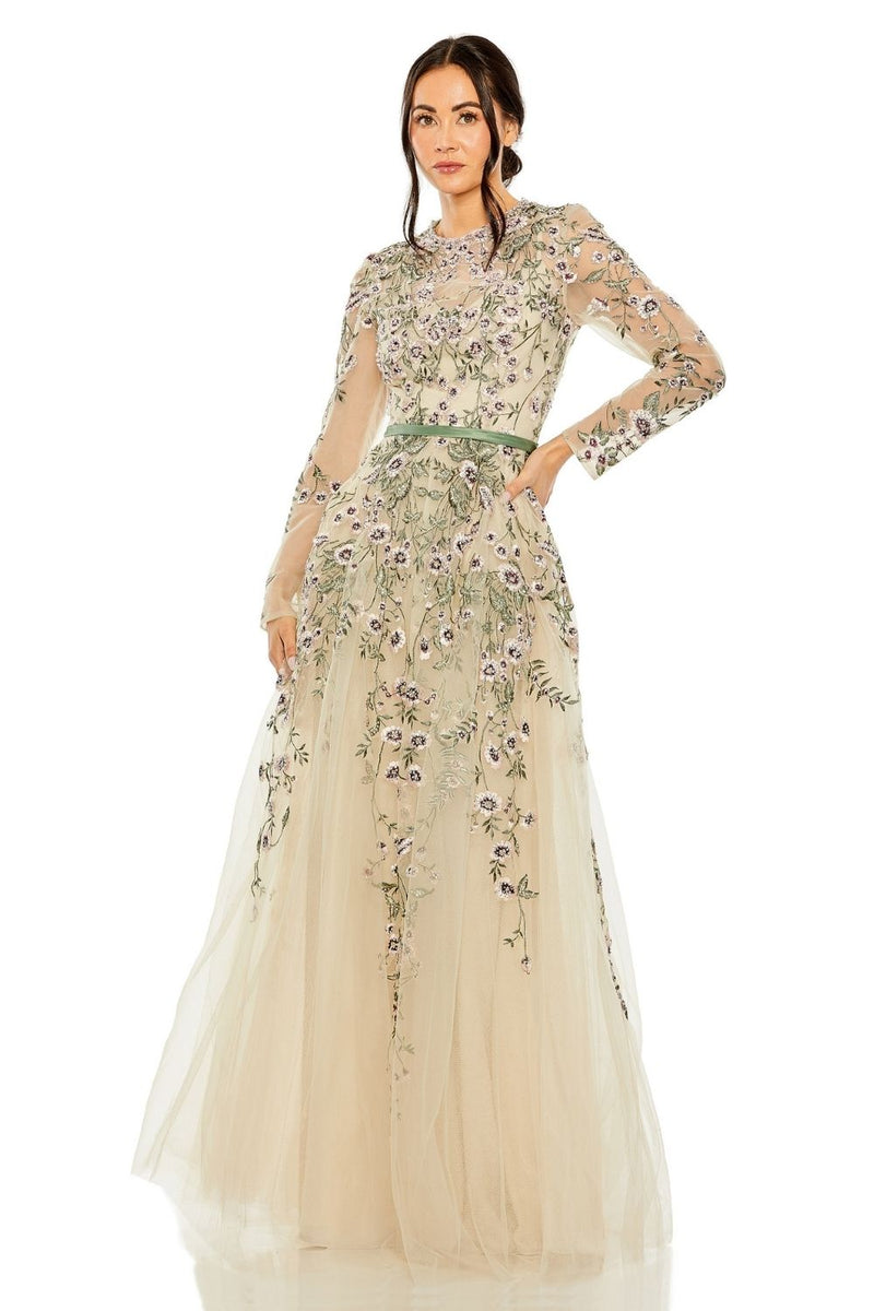 MD-20580 Flared Gown-Beige by Mac Duggal in beige color for women in Singapore