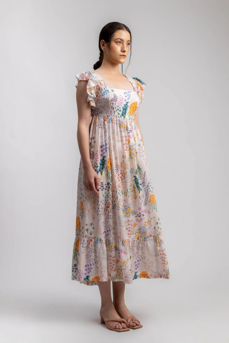 LILY PRINTED DRESS mul by Doodlage in multi color for women in Singapore