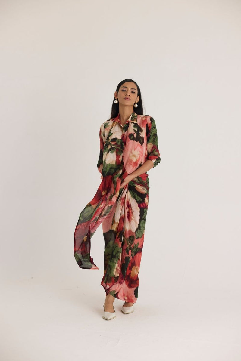 SCARLETT TIE-UP TOP & SKIRT SET mul by Yam in multi color for women in Singapore