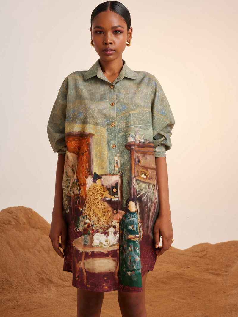Como Long shirt-High Tea cotton Dress by CORD for women in Singapore