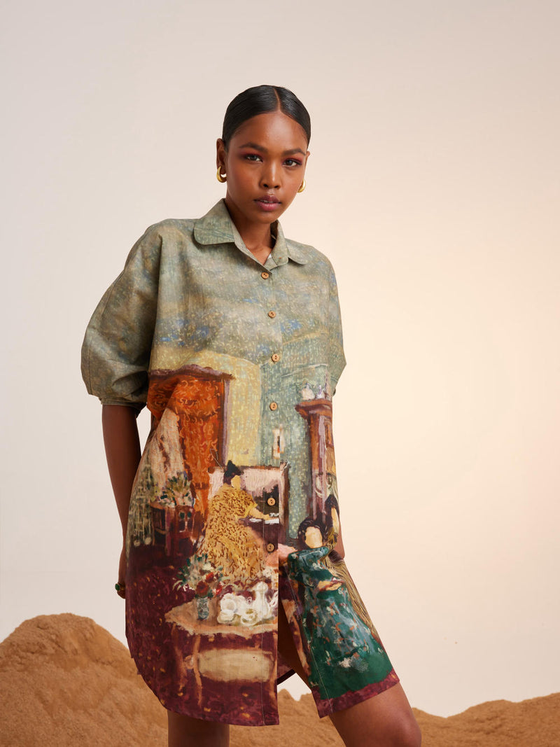 Como Long shirt-High Tea cotton Dress by CORD for women in Singapore