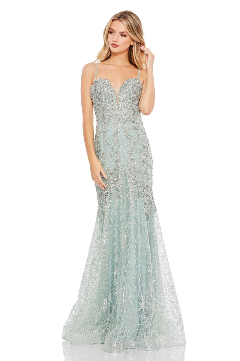 MD-A20242 Embroidered Long Gown-Green by Mac Duggal in green color for women in Singapore