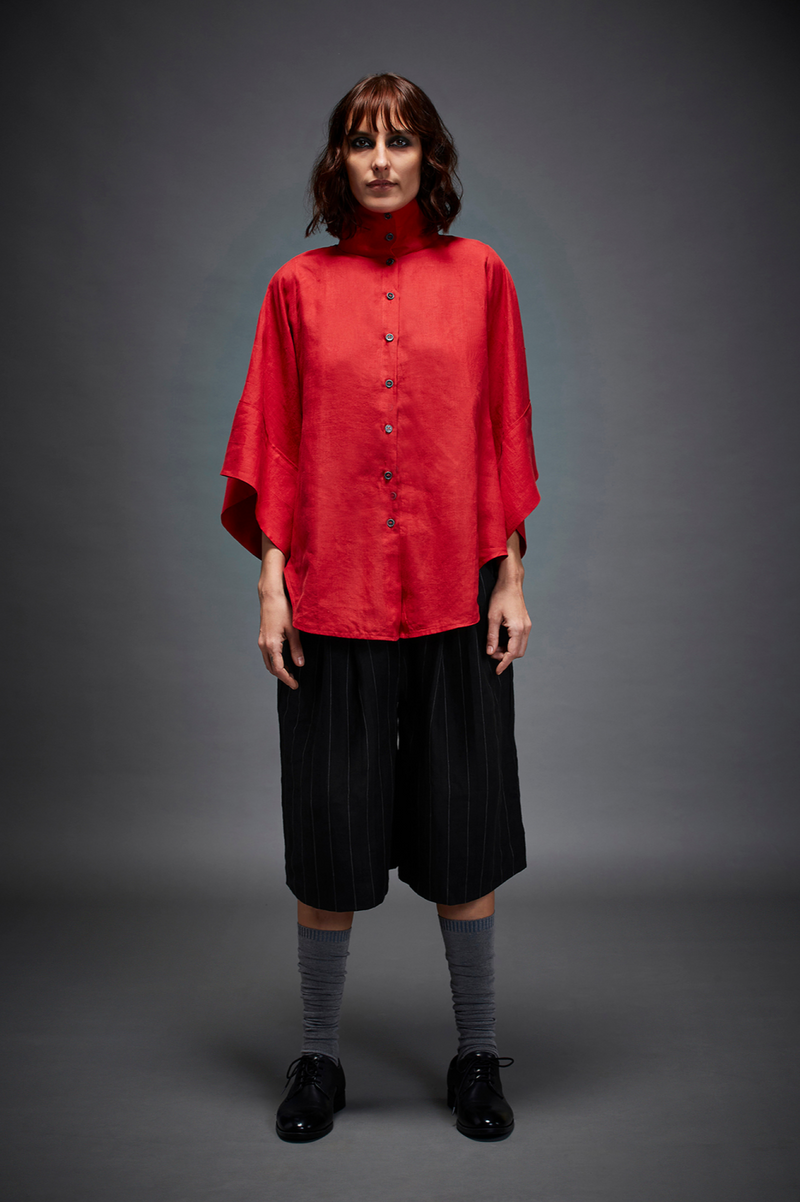 CAMILLE SHIRT linen by Chola in red color for women in Singapore