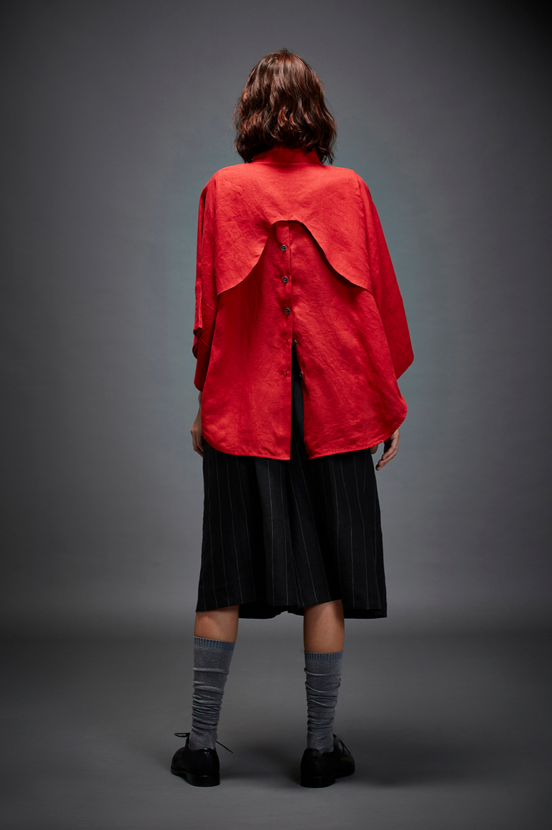 CAMILLE SHIRT linen by Chola in red color for women in Singapore
