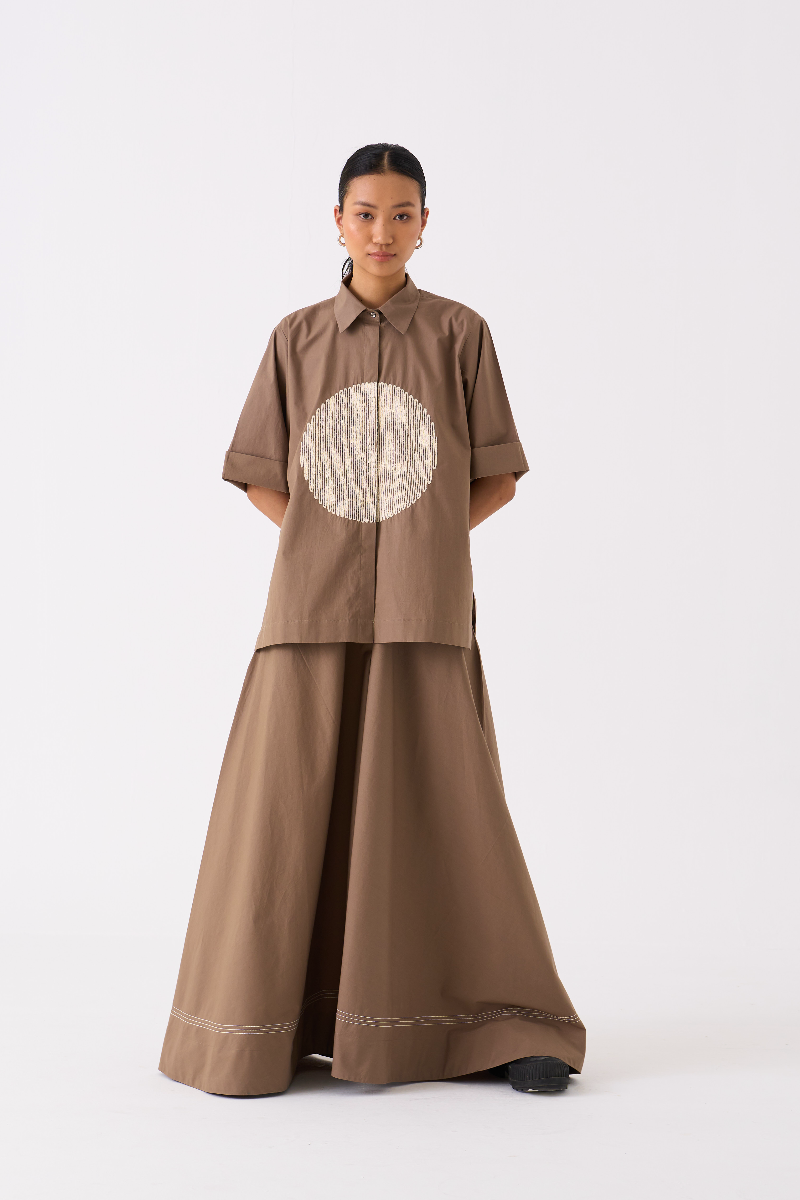 CIRCLE SHIRT-CEDAR poplin by THREE for women in Singapore