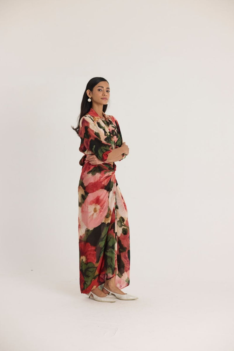 SCARLETT TIE-UP TOP & SKIRT SET mul by Yam in multi color for women in Singapore