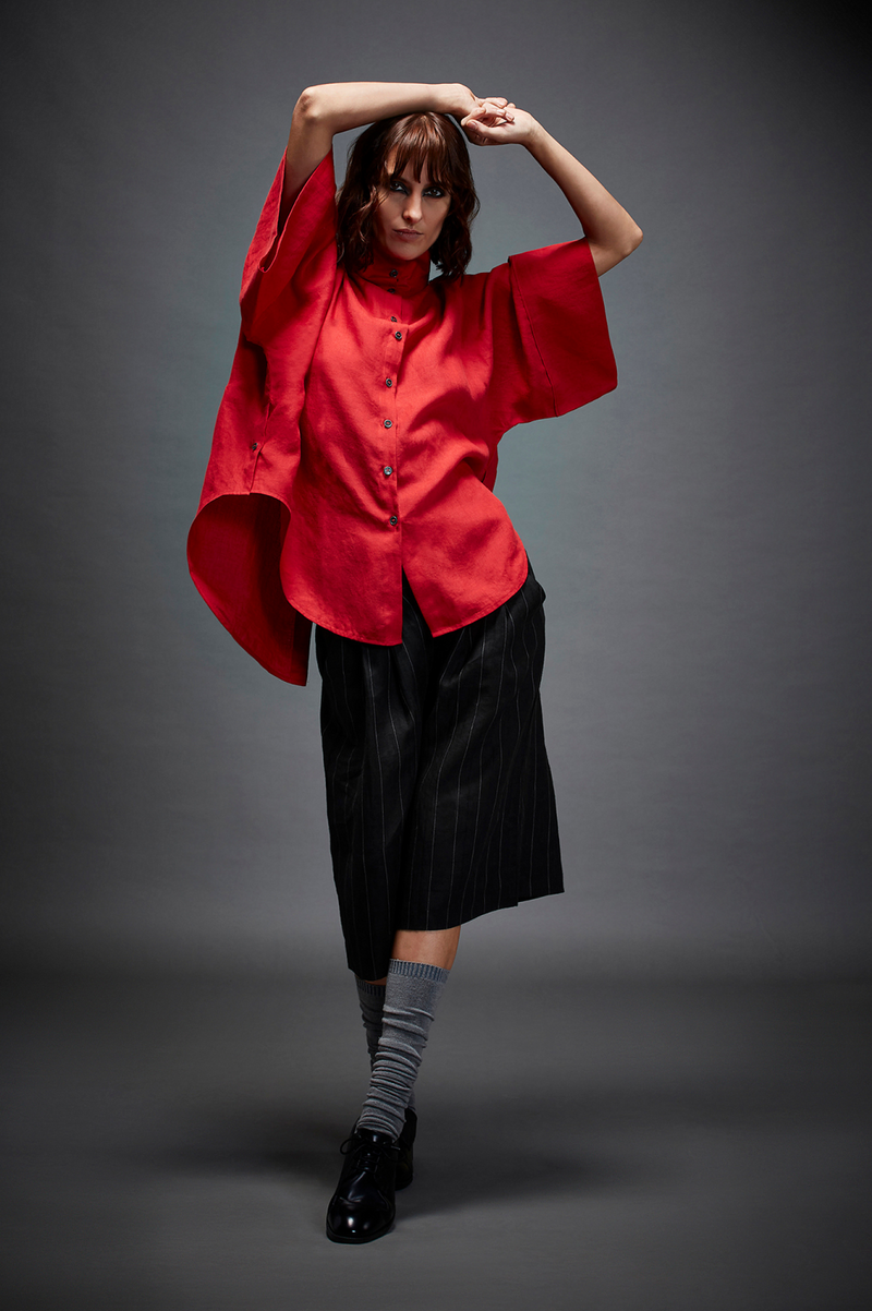 CAMILLE SHIRT linen by Chola in red color for women in Singapore