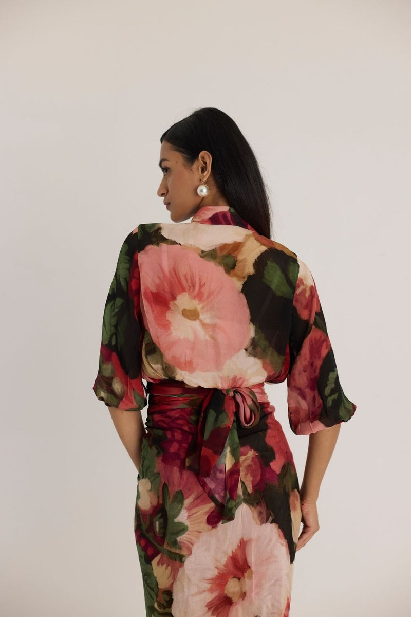SCARLETT TIE-UP TOP & SKIRT SET mul by Yam in multi color for women in Singapore