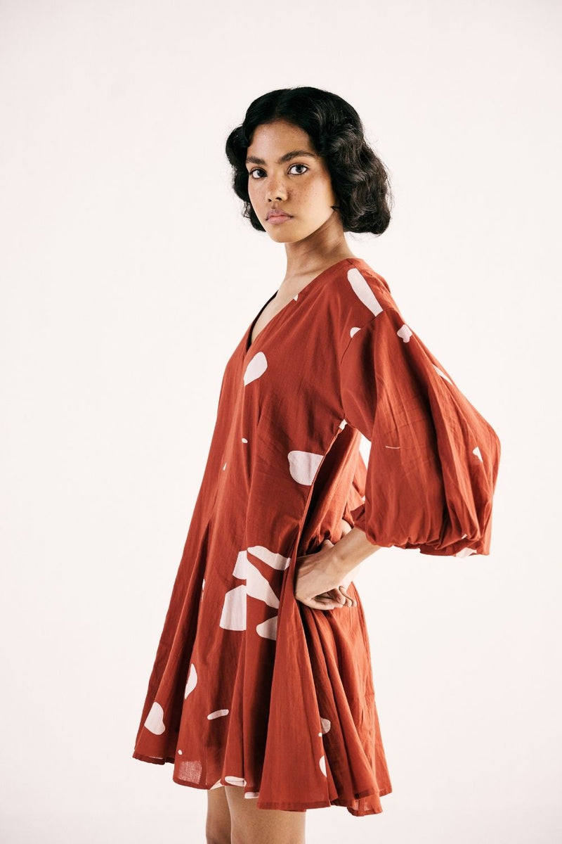 RUSTIC GLORY DRESS cotton by Khara Kapas in red for women in Singapore