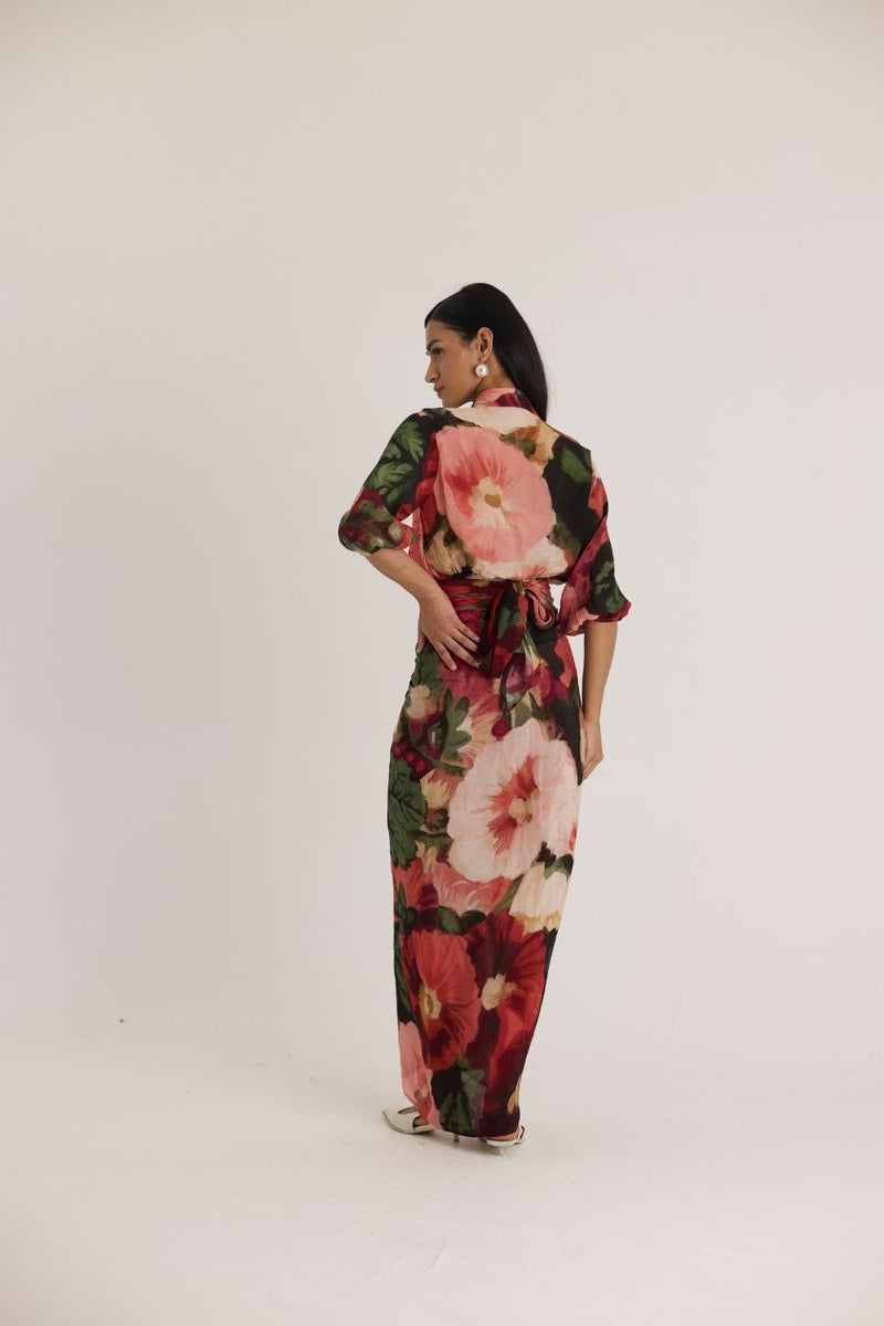 SCARLETT TIE-UP TOP & SKIRT SET mul by Yam in multi color for women in Singapore
