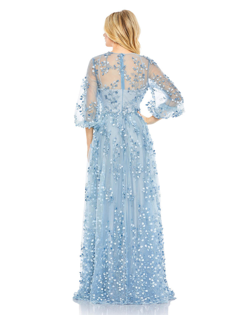 MD-79399 Ice Blue Flared Gown-Blue by Mac Duggal in blue color for women in Singapore