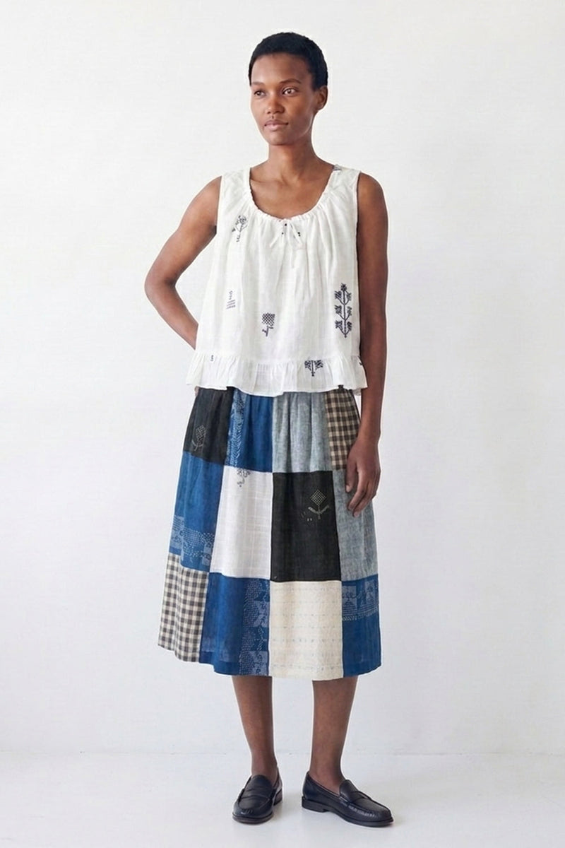 The Joy Skirt-Heritage Patchwork cotton skirt by World of Crow in multi-color for women in Singapore