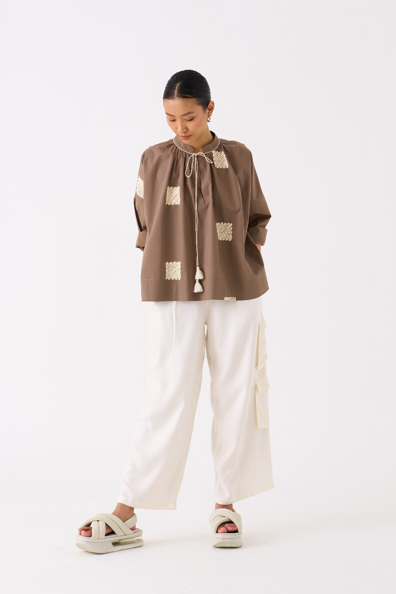 CARGO BOTTOM- IVORY by THREE in ivory color for women in Singapore