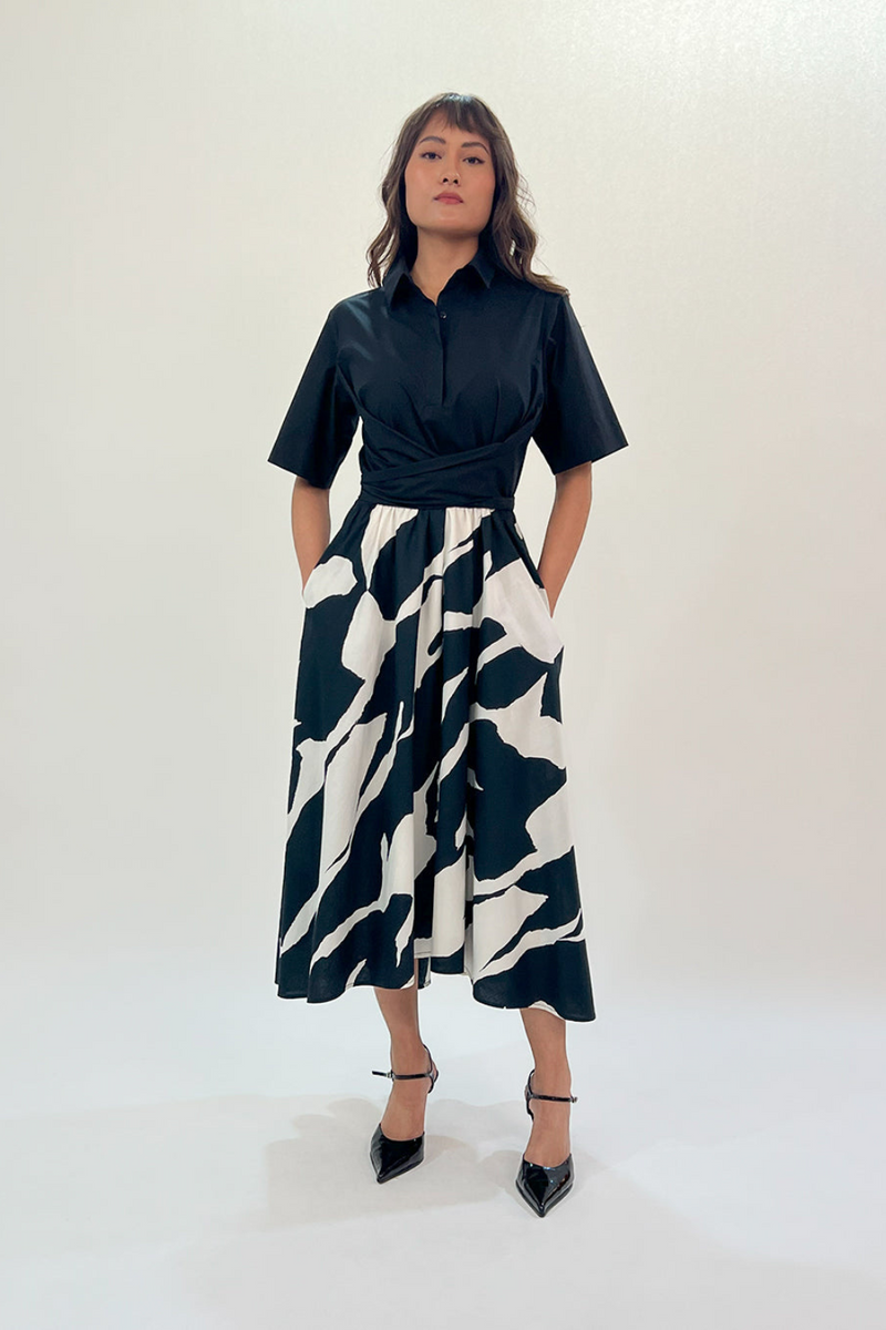 Stream Omi dress 100% cotton Buy Stream Omi dress from C&W | Dresses for Women by Leh Studios in black color for women in Singapore