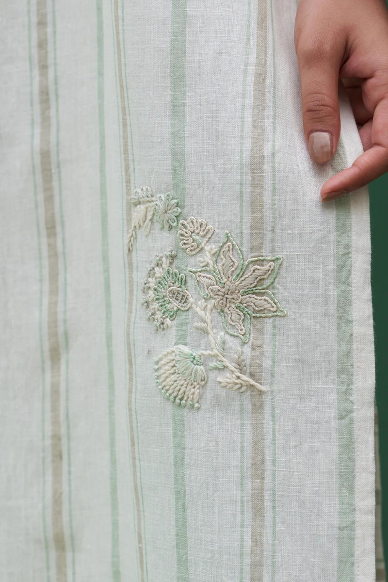 Eiko Striped Linen Kurta
- Mint linen by Manan in mint color for women in Singapore