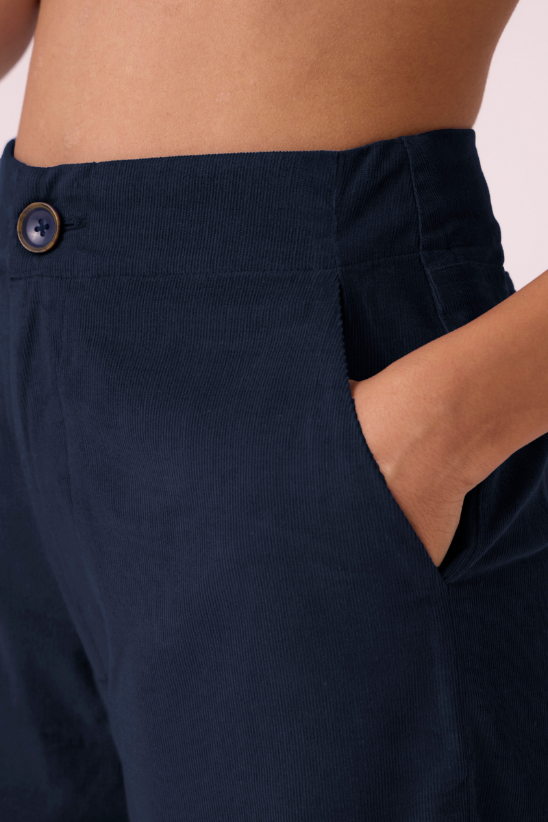 Hatchi Blue Corduroy Pants corduroy by The Summer House in blue color for women in Singapore