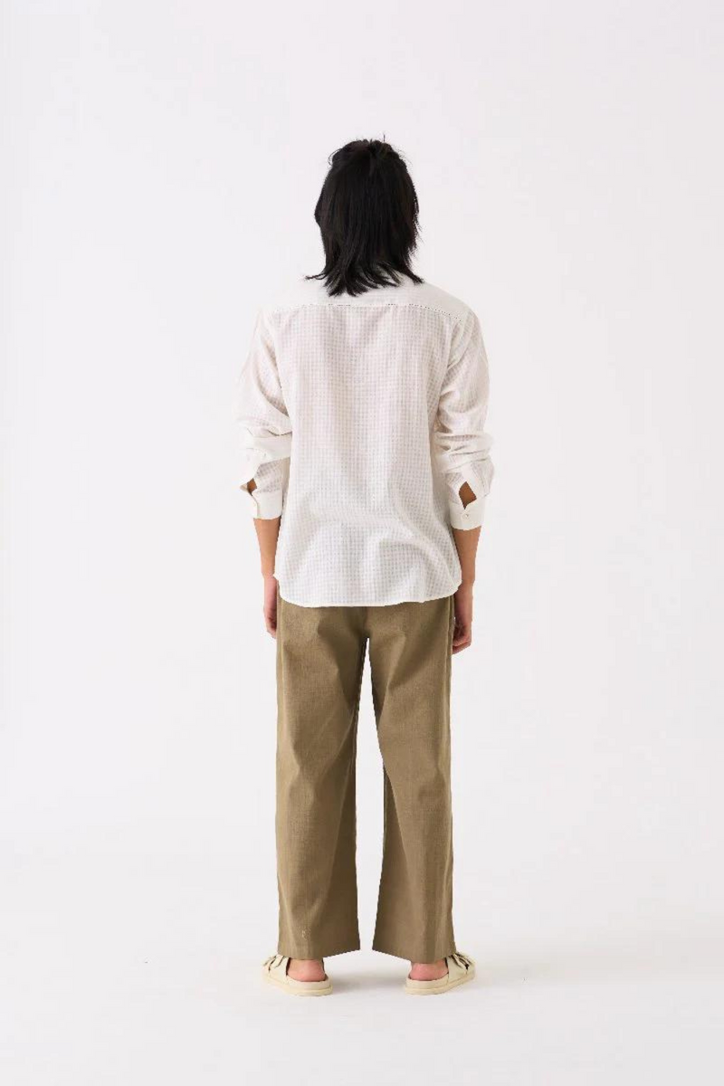 BAND COLLAR SHIRT - WHITE by THREE Men for men in Singapore