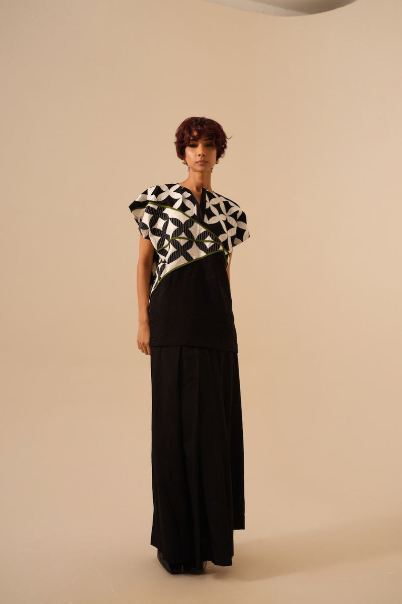 Mist Skirt-Black crushed silk skirts by Stoique in black for women in Singapore