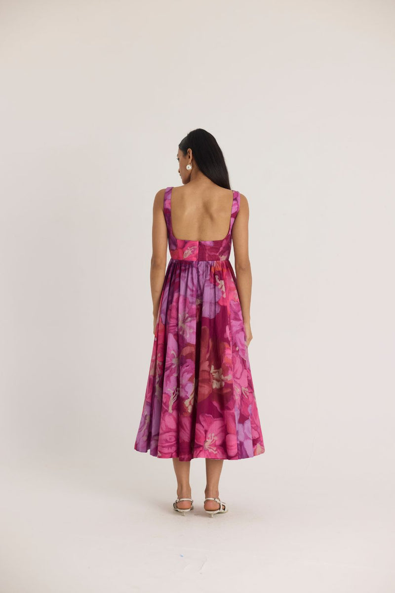 VIOLET CHERRY DRESS cotton by Yam in pink color for women in Singapore