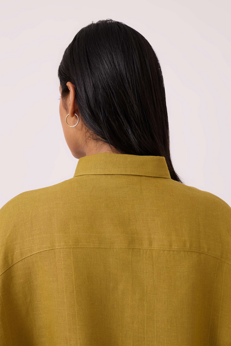 Perico Olive Linen Shirt linen by The Summer House in olive color for women in Singapore
