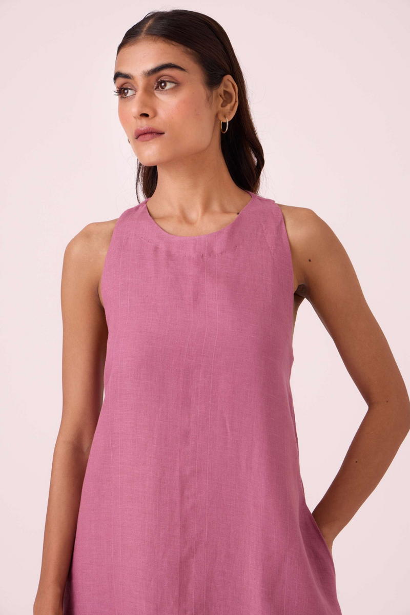 Amaran Lilac Linen Maxi Dress linen by The Summer House in black color for women in Singapore