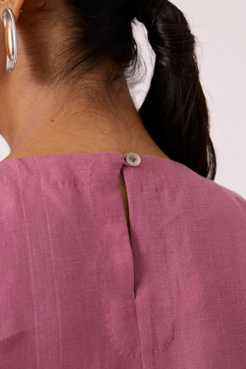 Eyre Lilac Linen Top linen by The Summer House in mauve color for women in Singapore