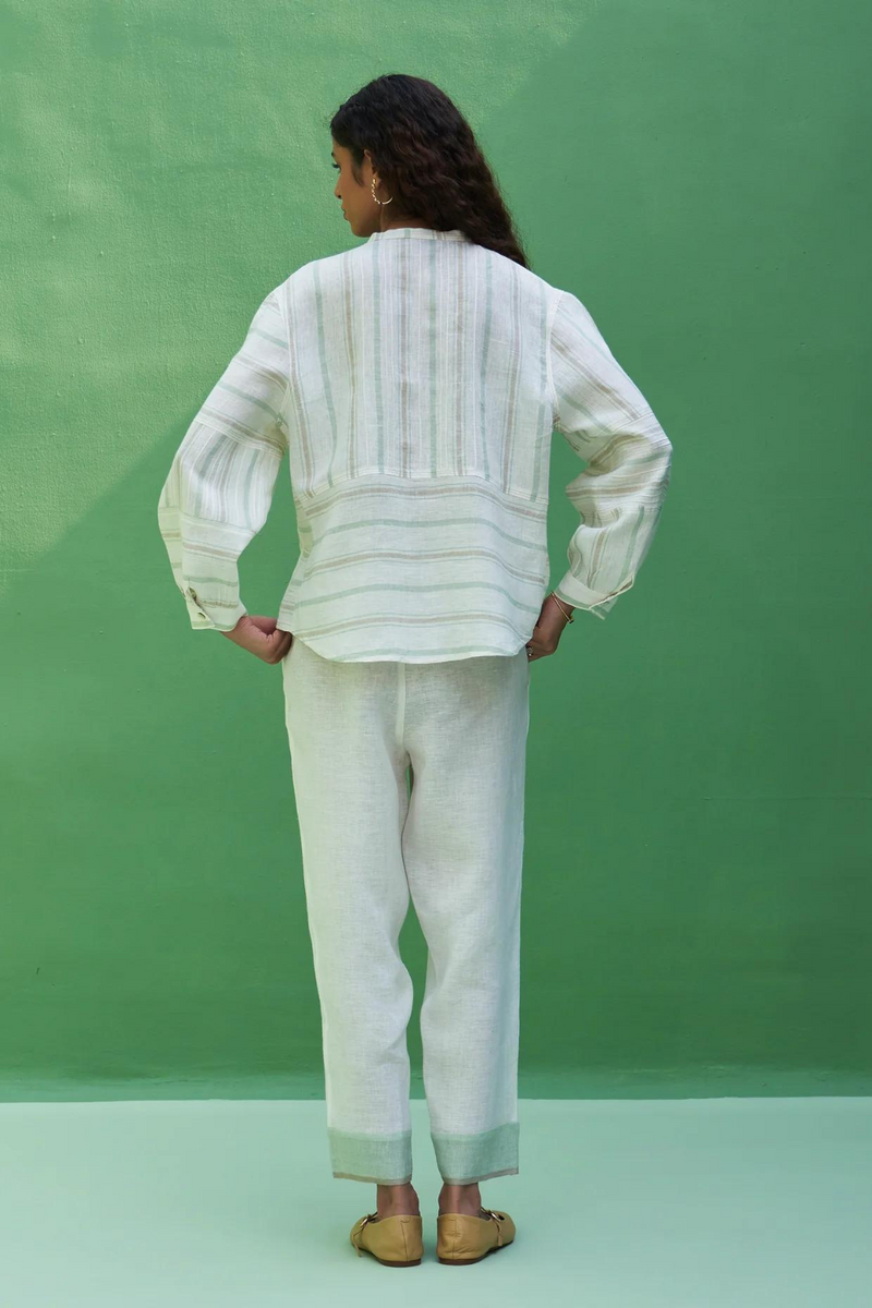 Miyu Striped Linen Co-ord Set
- Mint linen by Manan in mint color for women in Singapore