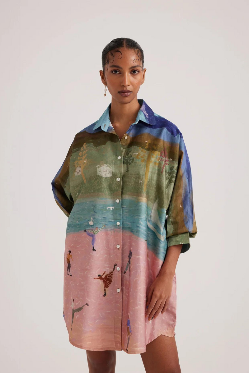 Como Long Shirt-Skater satin by CORD for women in Singapore